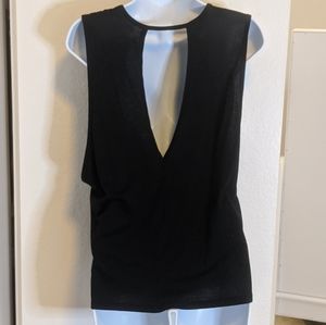 Black open-back dropped-armhole tank
